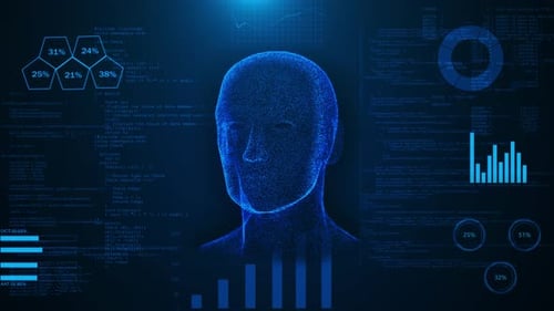 Intelligence artificielle Machine Deep Learning Future Hologram Technology Robotic Face Robotic AI Données binaires