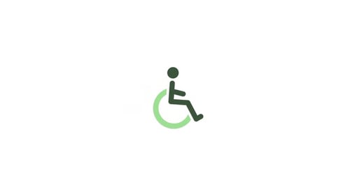 Animated Wheelchair Icon Reveal in Flat Design Style