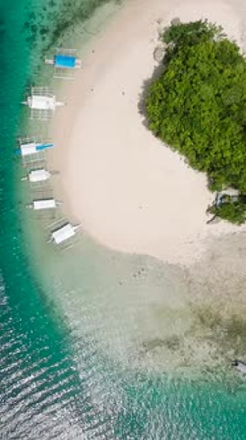 View of White Sandy Beach in Tropical Island Philippines