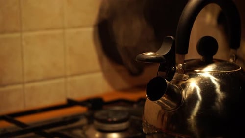 Tea Kettle with Boiling Water