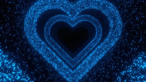 Blue Neon Particles Heart Tunnel Loop Animation