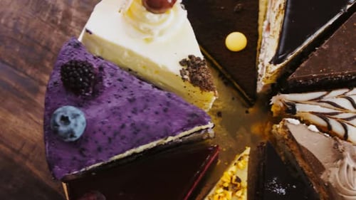 Zooming View of Delicious Assorted Cakes