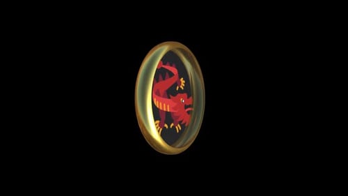Rotating 3D Golden Coin with Stylized Dragon Emblem