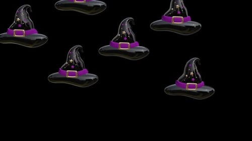 Animated Halloween Witch Hat Falling Seamless Loop