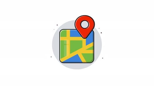 Animated Flat Design Map Location Pin Icon