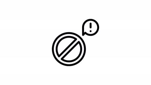 Animated No Entry Warning Icon with Exclamation Mark Bubble