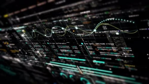 Futuristic Data Matrix Simulation HUD Screen 02