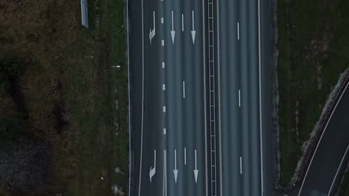 Highway Crossing with Structural Supports Elevated Roadway Spanning with Industrial Shadows Present