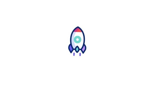 Animated Modern Rocket Icon Taking Off