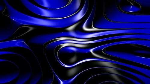 Abstract Blue Metallic Liquid Waves Seamless Loop Background