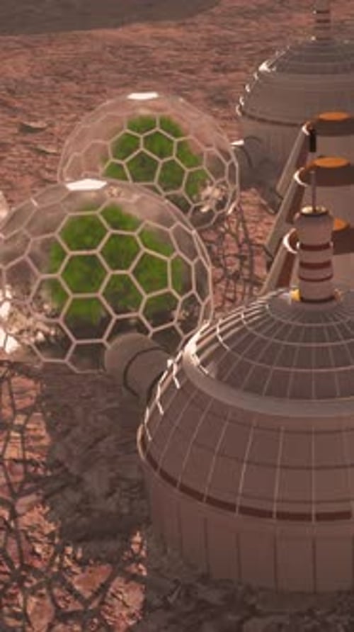 Family colonists to Mars, a man, a woman and a child.