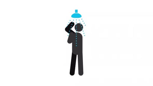 Flat Design Animation of Person Taking a Shower