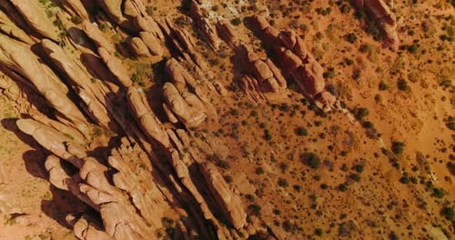Big canyon red rocks aerial view. Beautiful american national park canyon.