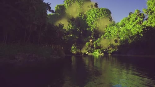 Dark and Bright Scenery Shadows and Light Shape Evening River Scene