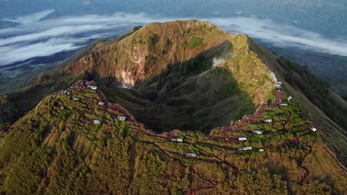 Batur Volcano aerial reveal