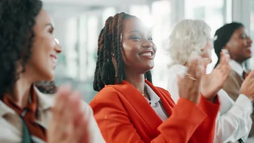 Diverse Professionals Applauding at Business Conference