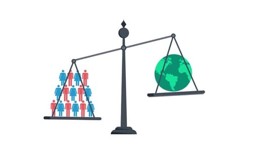 Human Population and Earth Balance Infographic Animation