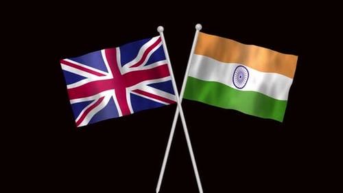 Großbritannien gegen die Flagge Indiens