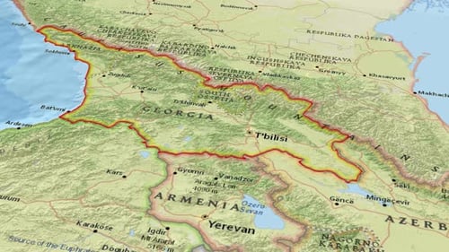 Map Of Georgia With An Outline Country Border 4K
