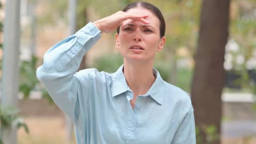 Portrait of Woman Searching New Path Outdoor