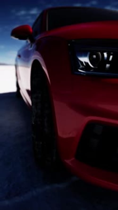 Close Up Detail of Sport Car in Salt Desert