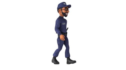 Karikaturpolizist, der alleine geht