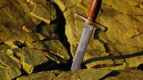 Espada Excalibur en Rocky Stone al atardecer