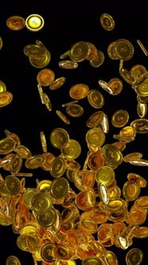Gold Coin Fountain with Dollar Sign Transparent Background 3D Animation
