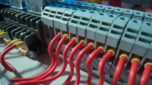 Electrical Control Panel Wiring Close Up Footage