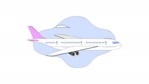 Flat Design Airplane Flying Animation for Travel Concepts