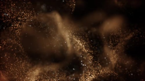 Abstract Golden Shimmering Particles Flowing Background