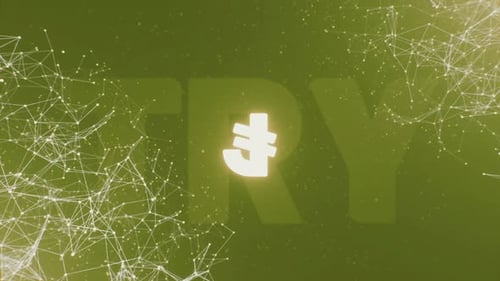 Animated Glowing Symbol in Digital Network