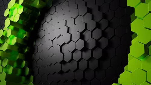 Dynamic Hexagons. Abstract 3d background.