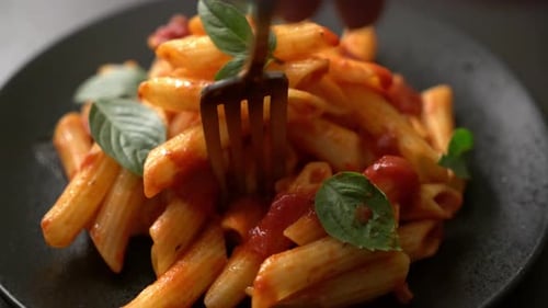 Penne pasta in tomato sauce - Italian food style