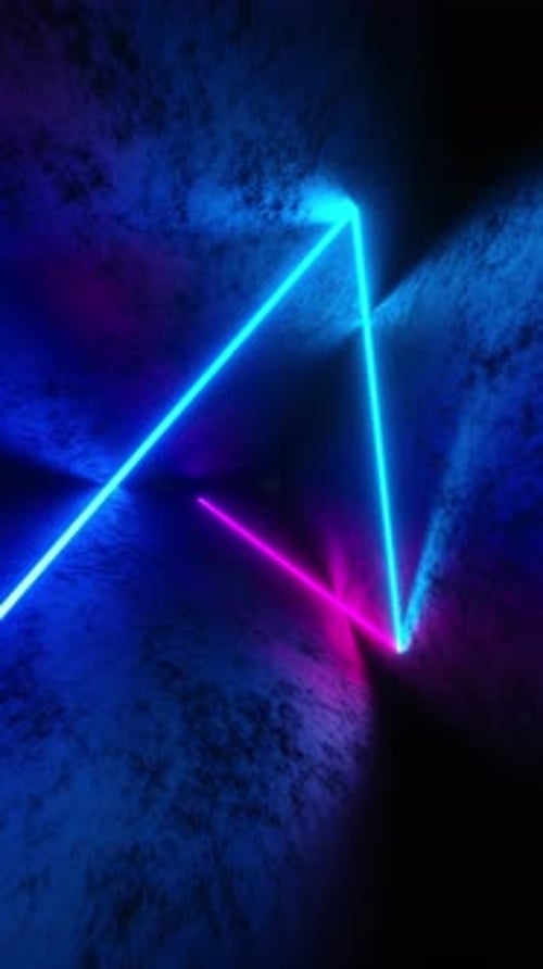 Abstract Seamless Loop Animation of Neon Pink Blue Ray Moving in Endless Tunnel