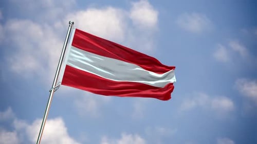 Austria Flag Waving Seamless Loop Against Blue Sky