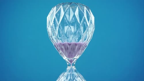 Beautiful Lilac Hourglass On A Blue Background.