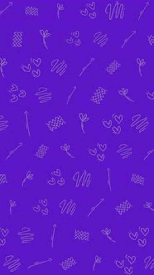 Seamless Pattern Doodle Abstract Shapes Line Art Hearts Background