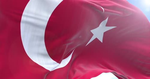 Waving Turkish Flag Realistic Animation Loop
