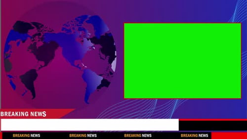 Introducción a la plantilla de noticias de última hora: mapa mundial, pantalla verde, TV, animación 4k