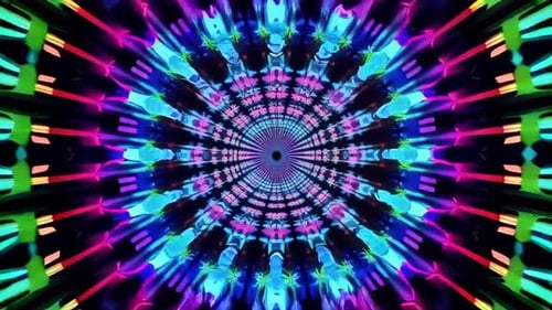 Dynamischer Neon-Kaleidoskop-Tunnel-Motion-Grafik-Loop mit Ps