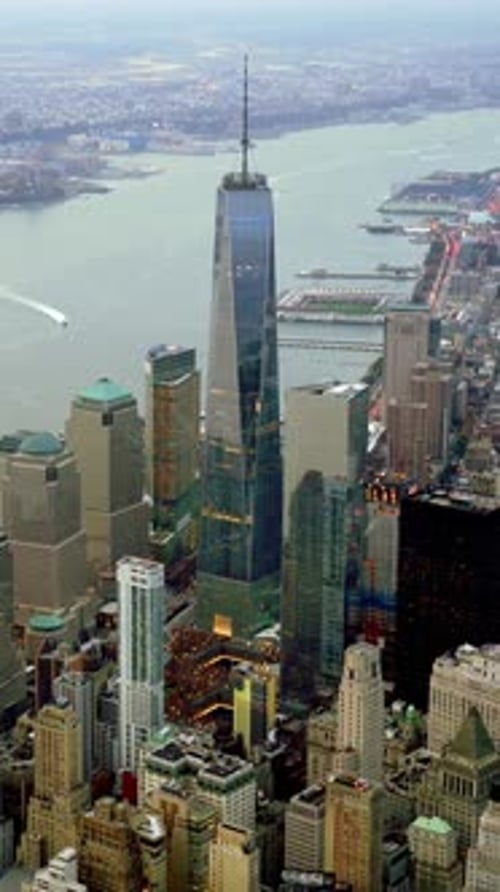 An Aerial View Showcasing the Majestic One World Trade Center Located in New York City