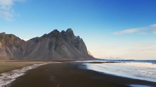 Drone Shot of Stokksnes Beach on Shore