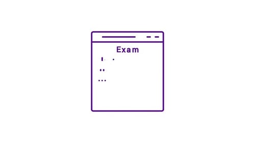 Animated Online Exam Icon in Flat Line Art Style