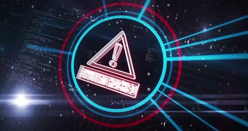 Futuristic System Hacked Warning with Digital Circuit Background