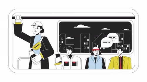 Flat Design Animated People Commuting on Public Transport