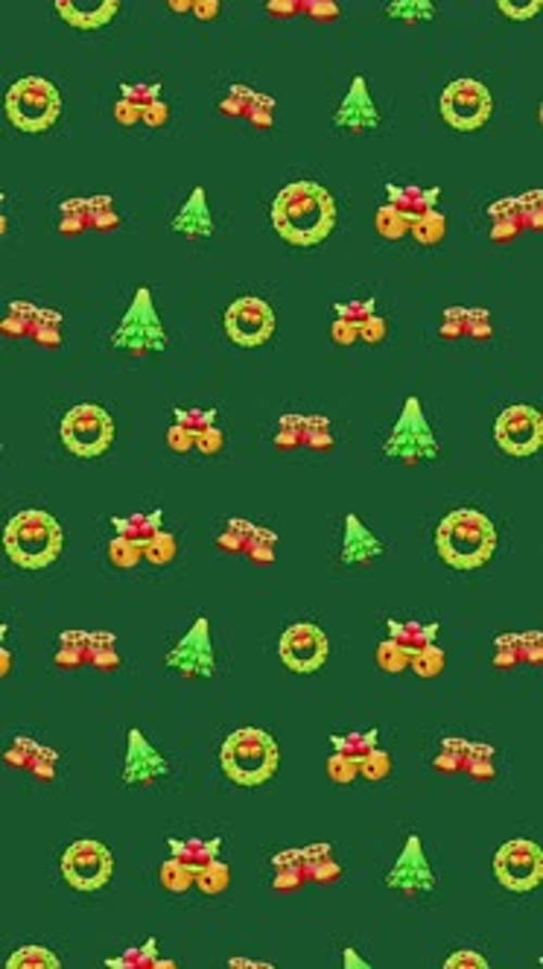 Festive Christmas Icons Vertical Seamless Scrolling Pattern