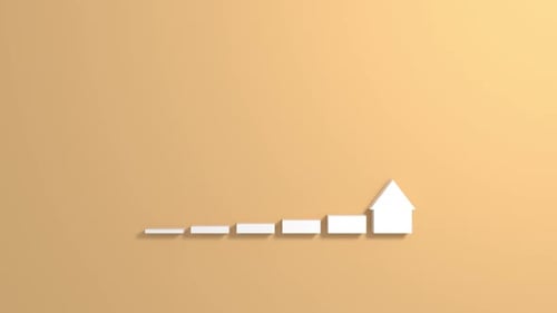 Minimalist 3D Bar Chart with Upward Arrow
