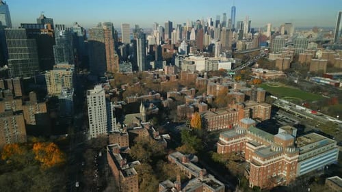 Aerial Panoramic Footage of Metropolis on Autumn Sunny Day