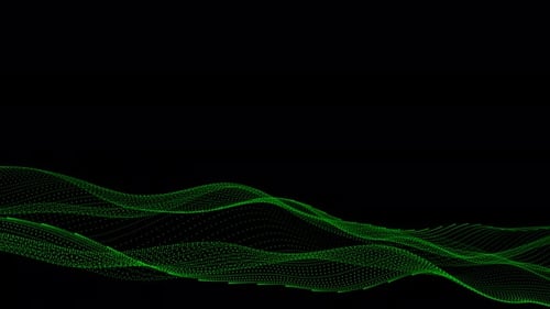 Animation de vagues de couleur verte, ligne à points, fond noir